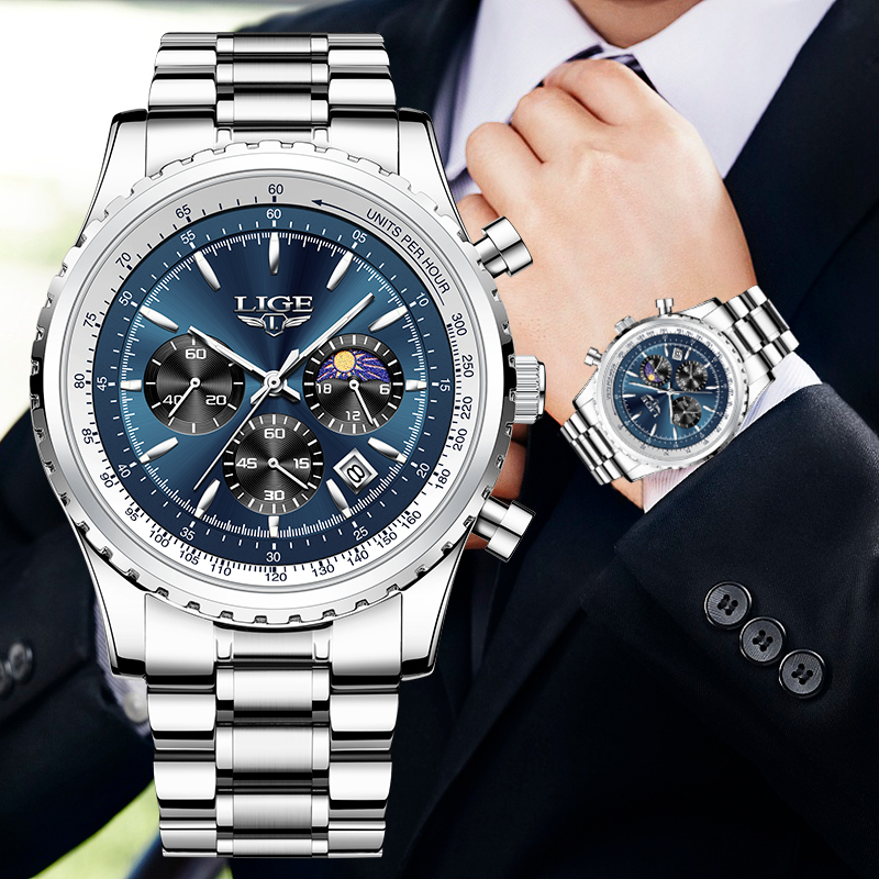 Jewelry Inspired Watches - LIGE-Montre à quartz en acier inoxydable