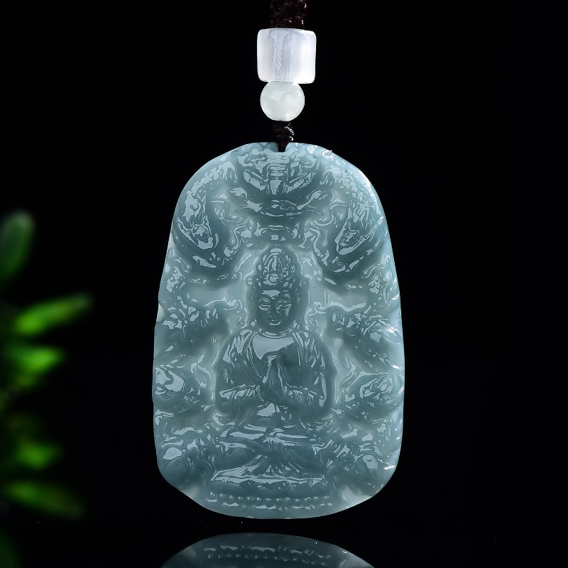 The Jewelry & Watches - Collier pendentif Guanyin en jade émeraude