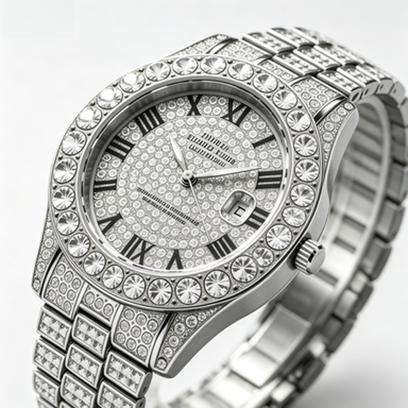 Jewelry Watches For Men - Montre-bracelet en quartz doré incrustée de