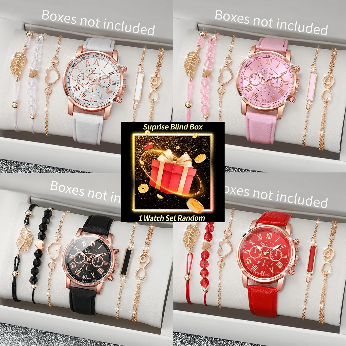 Jewelry Box With Watches - Coffret surprise pour femmes, montre aléatoire