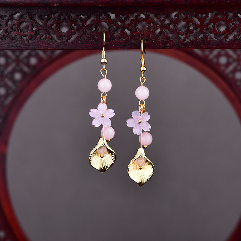 Luxury Gifts Jewelry & Watches Namfleg Mostar - Boucles d'oreilles fleur de Jade naturel
