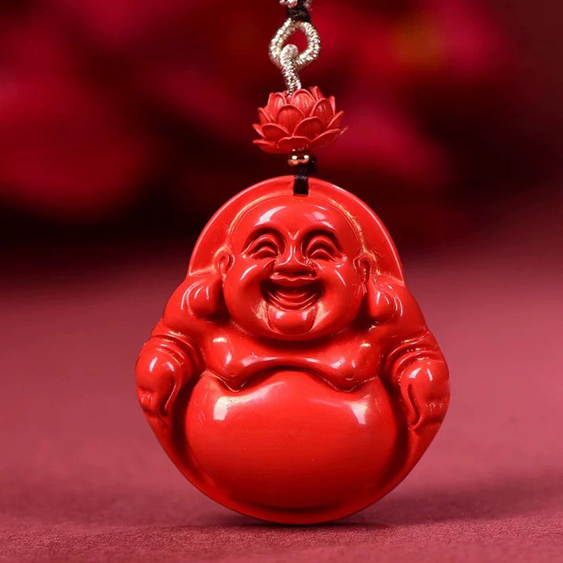 Luxury Gifts Jewelry & Watches Namfleg Mostar - Pendentif Bouddha Maitreya en cinabre rouge