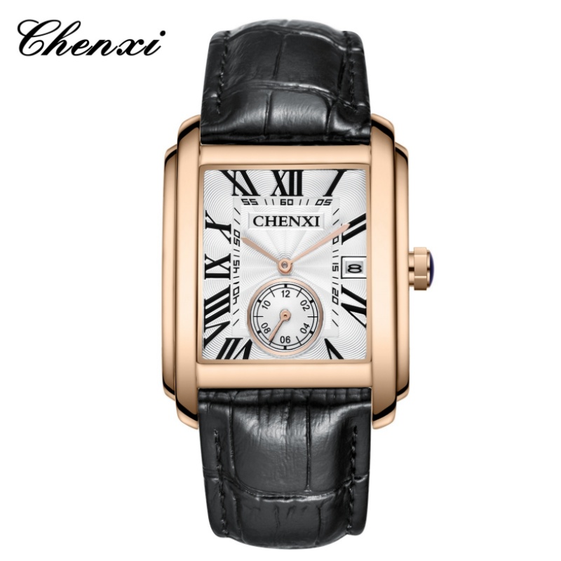 Jewelry Inspired Watches - CHENghts-Montres-bracelets carrées avec bracelet en cuir
