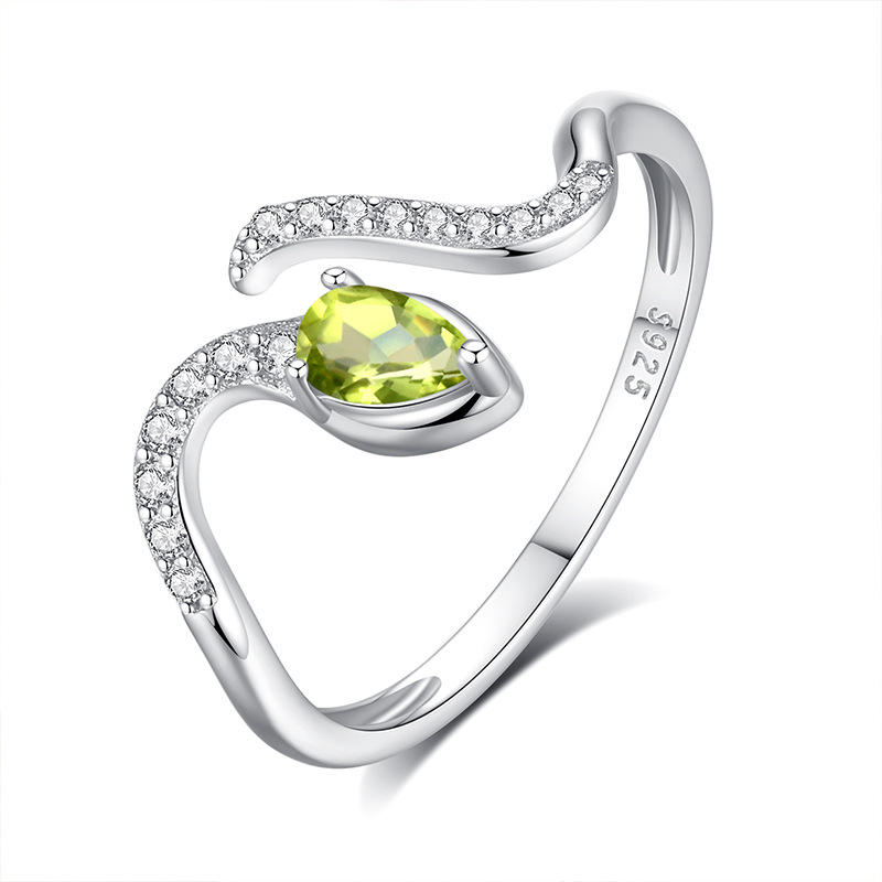 Birthstone Ring Set - Bague de mariage ajustable en argent