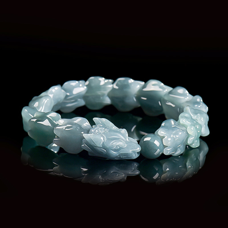 The Jewelry & Watches - Bracelet Dragon en Jadeite Birmane Bleue,