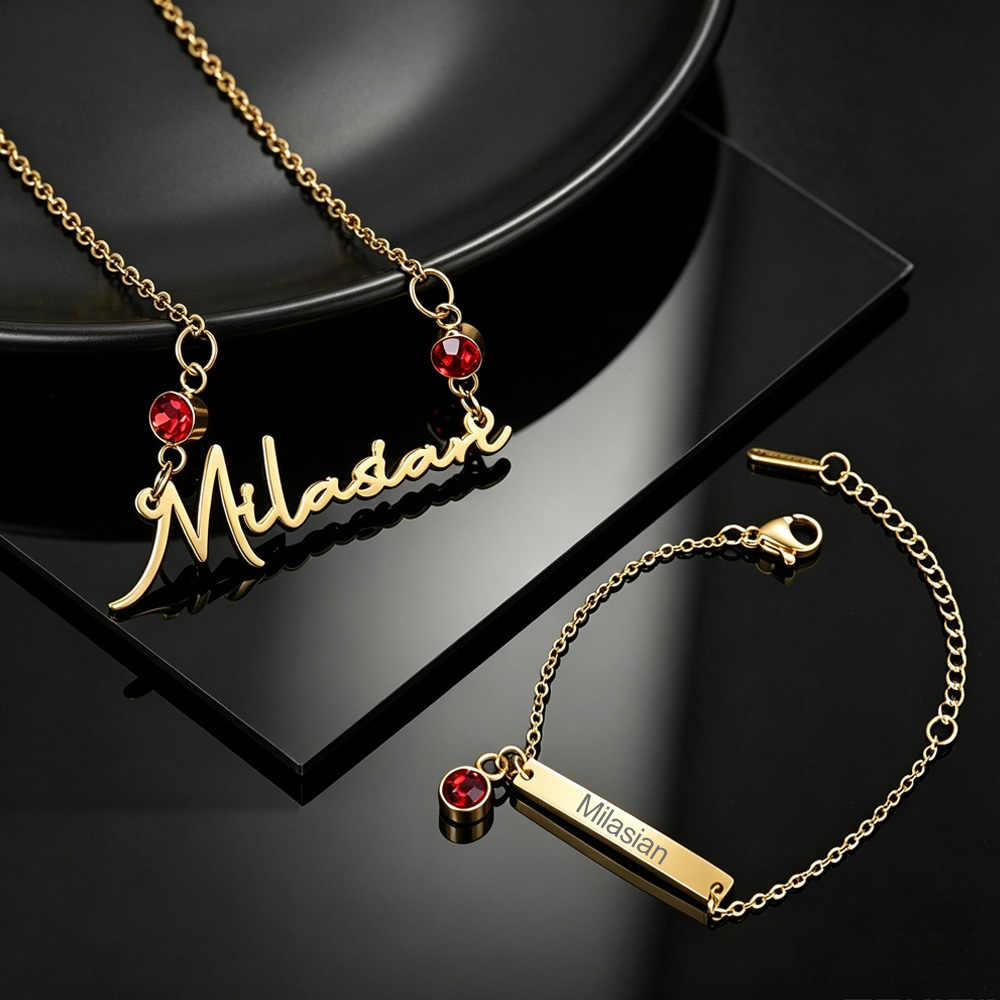 Collier personnalisé avec nom  - Birthstone Ring Set avis et prix