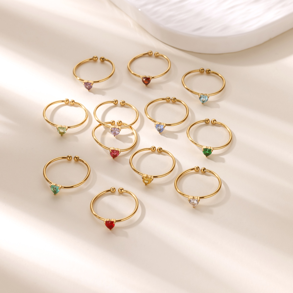 12 bagues en forme de cœur en  - Birthstone Ring Set avis et prix