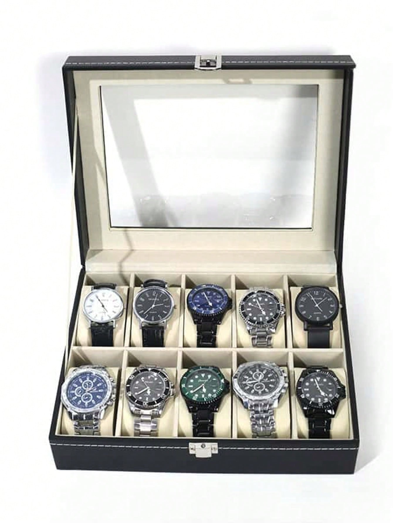 Boîte à montres en cuir avec s - Jewelry Watches For Men avis et prix
